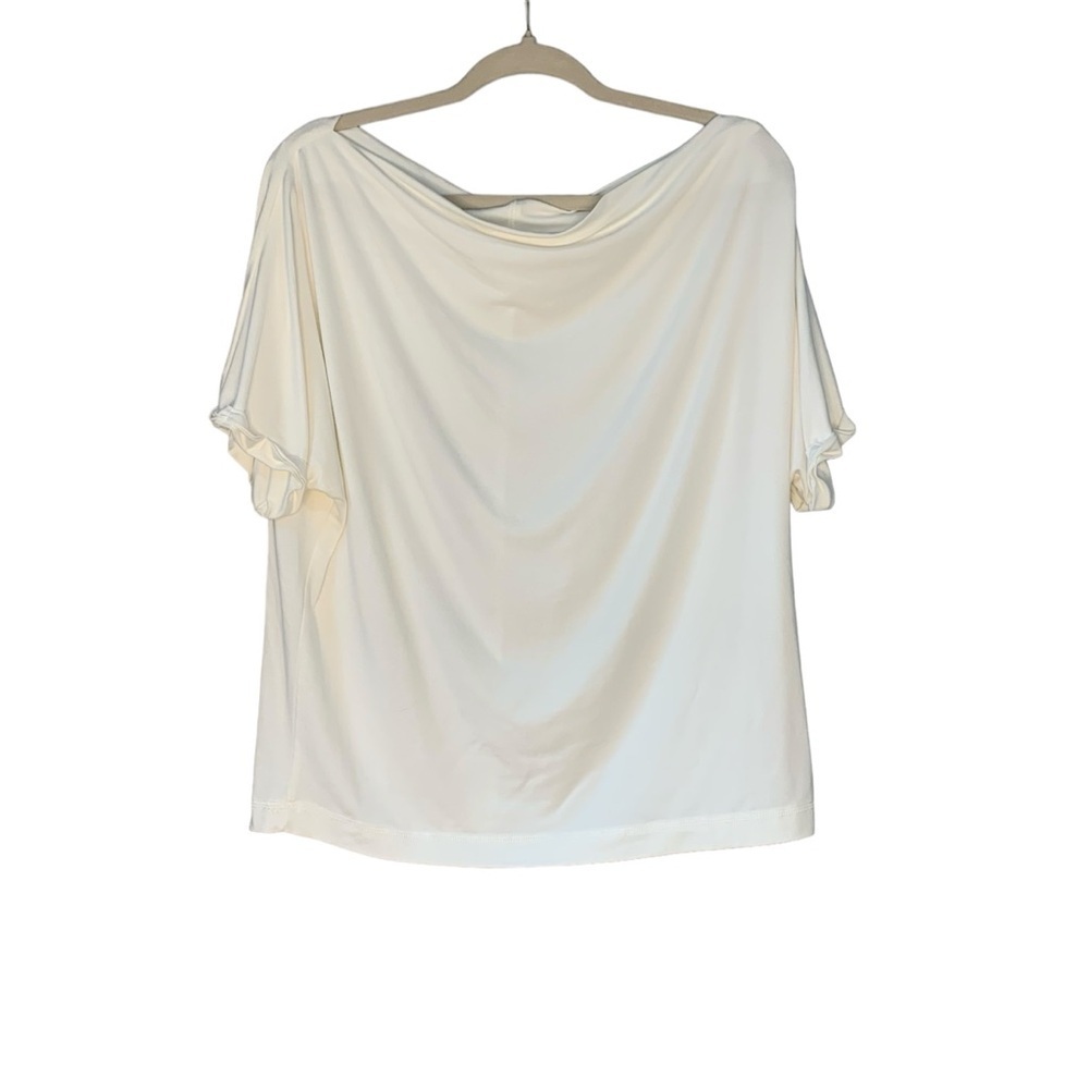 Wishlist white bamboo‎ knit boatneck blouse. Size L